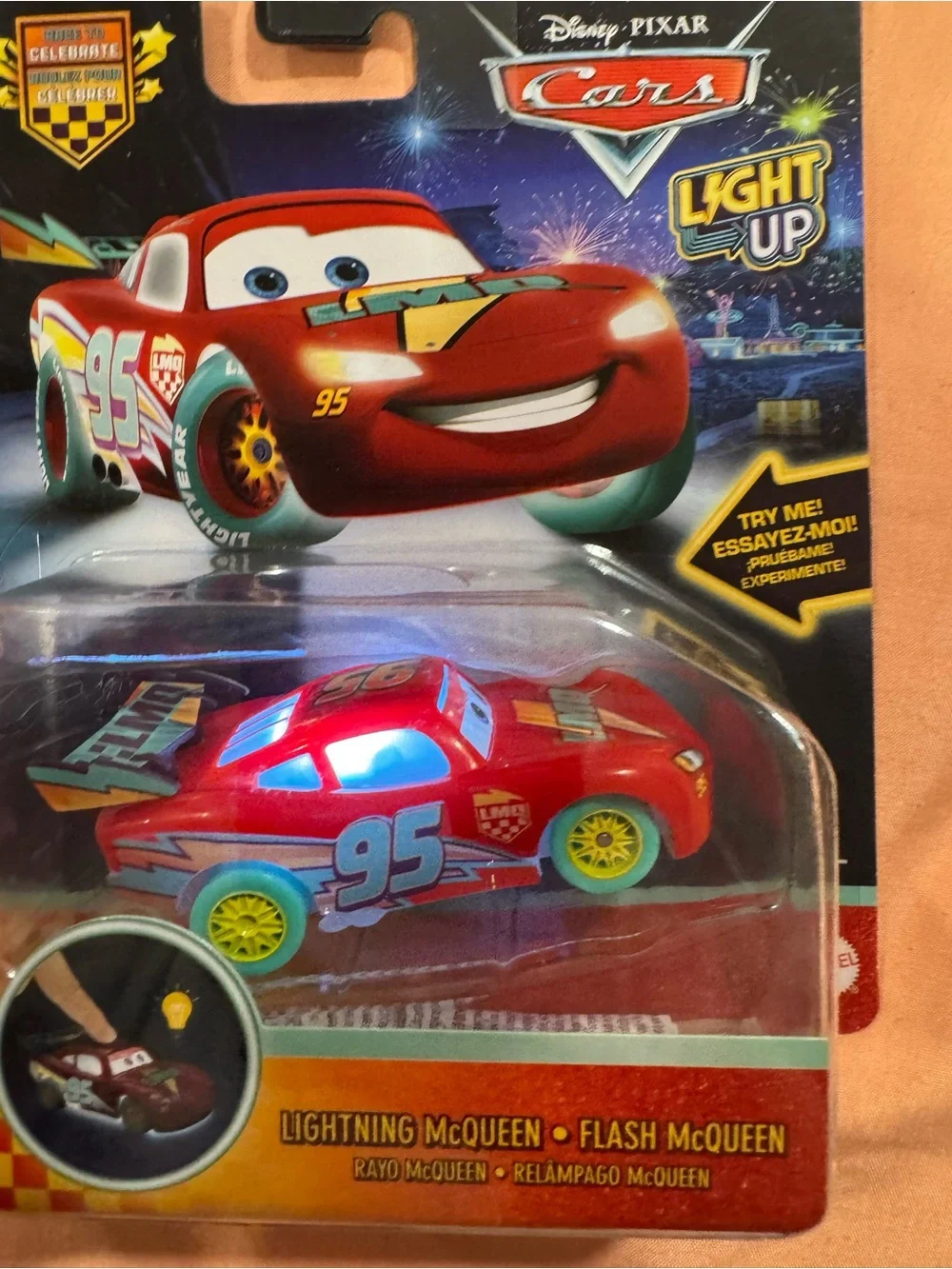 2026 BNIB Disney Pixar Cars Light Up Lightning McQueen Race To Celebrate Car